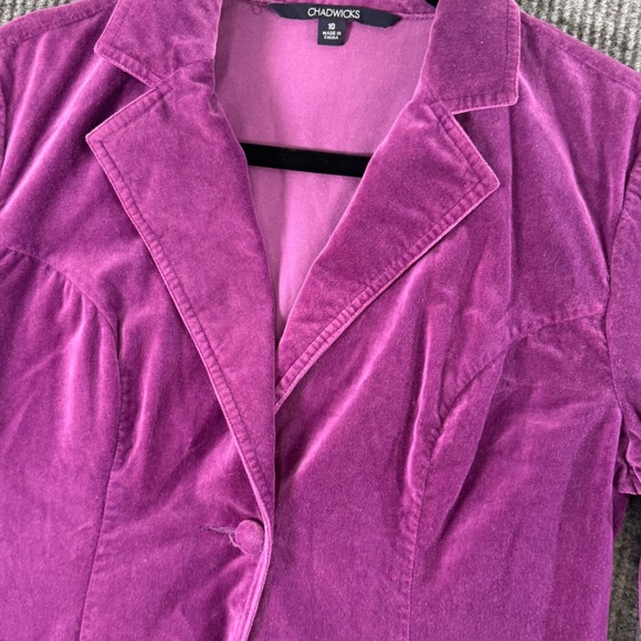 Purple Velvet Blazer Womens Size 10 Retro 90s Y2K Party Jacket Career Chic - Picture 1 of 10